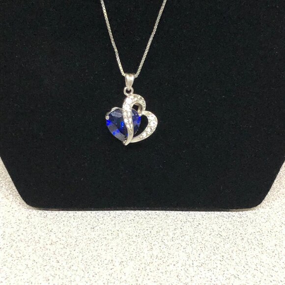 925 Blue Stone Necklace   ** - Picture 3 of 5